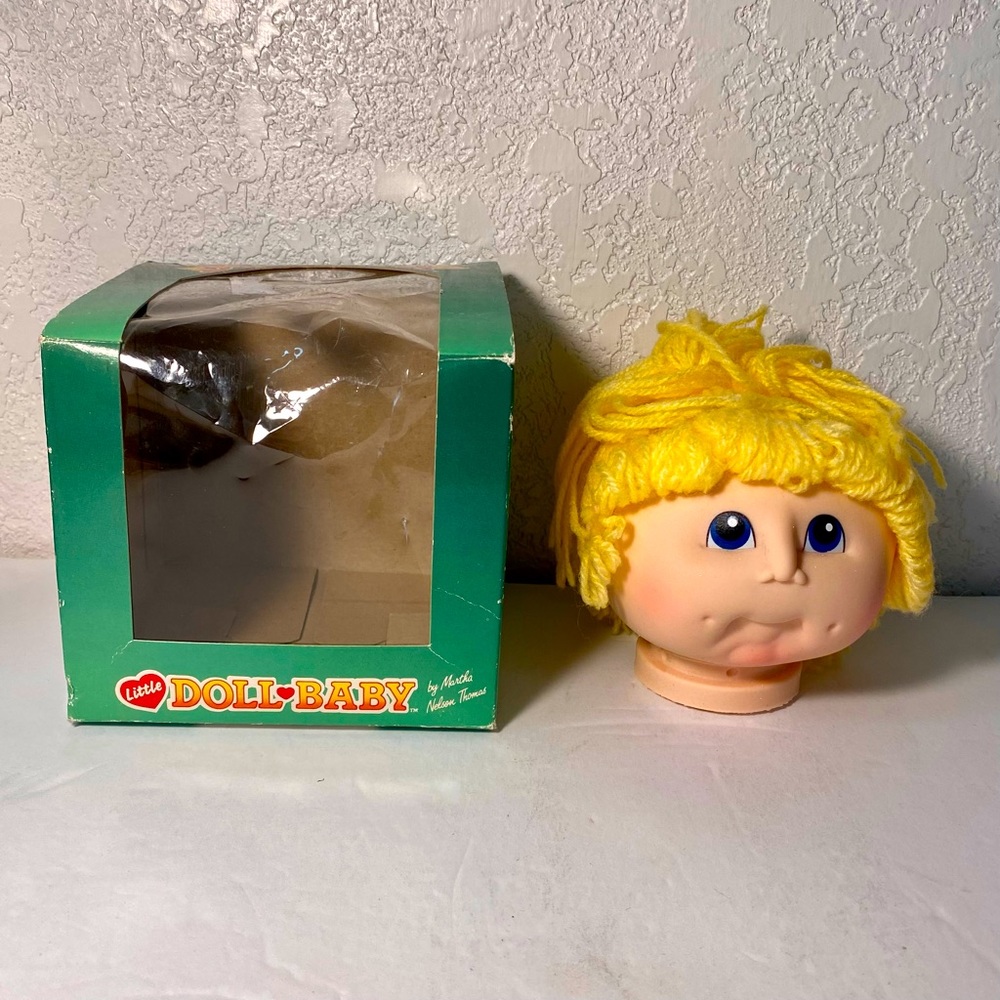 ORIGINAL Cabbage Patch 1984 DOLL BABY HEAD Martha Nelson Thomas Blonde Hair 3"